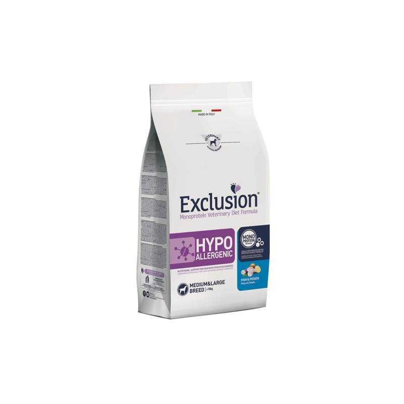 EXCLUSION DOG HYPO PESCE E PATATE MEDIO MAXI 2 KG