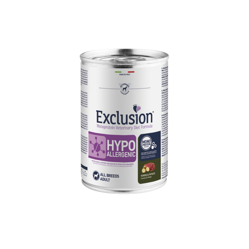 EXCLUSION DOG HYPO CAVALLO E PATATE LATTINA 400 GR