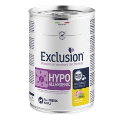 EXCLUSION DOG HYPO QUAGLIA E PISELLI LATTINA 400 GR