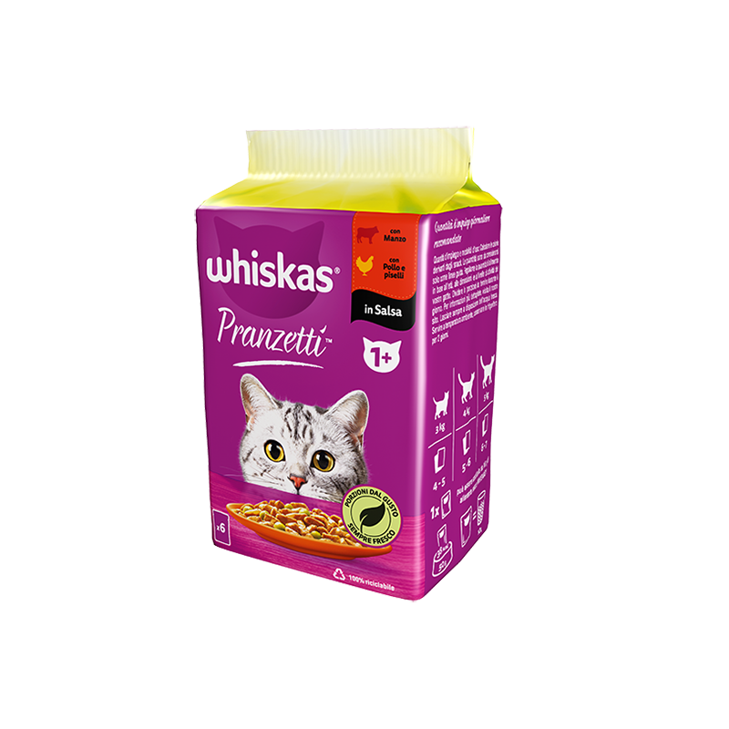 WHISKAS PRANZETTI CARNE E VERDURE 6 X 50 GR