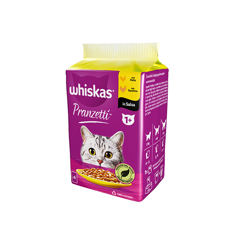 WHISKAS PRANZETTI CARNI BIANCHE 6 X 50 GR