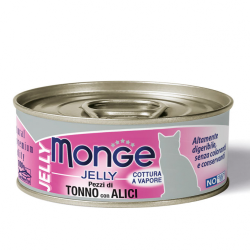 MONGE CAT JELLY PEZZETTI DI TONNO E ACCIUGHE LATTINA 80 GR