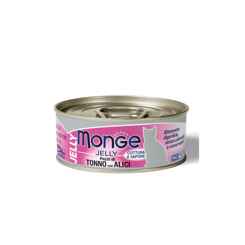 MONGE CAT JELLY PEZZETTI DI TONNO E ACCIUGHE LATTINA 80 GR