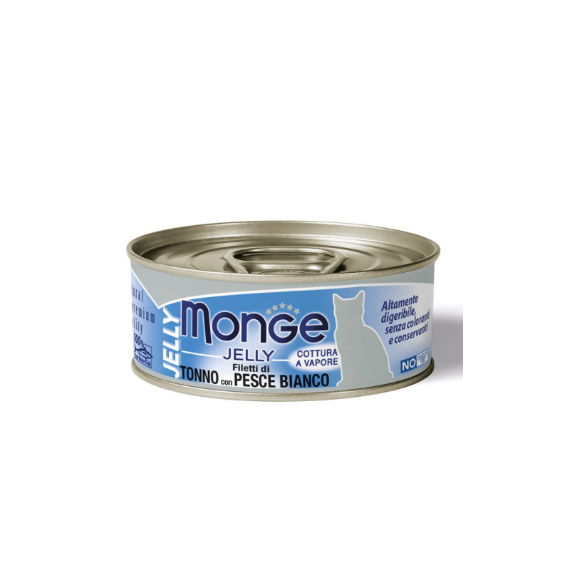 MONGE CAT JELLY FILETTI DI TONNO E PESCE BIANCO LATTINA 80 GR