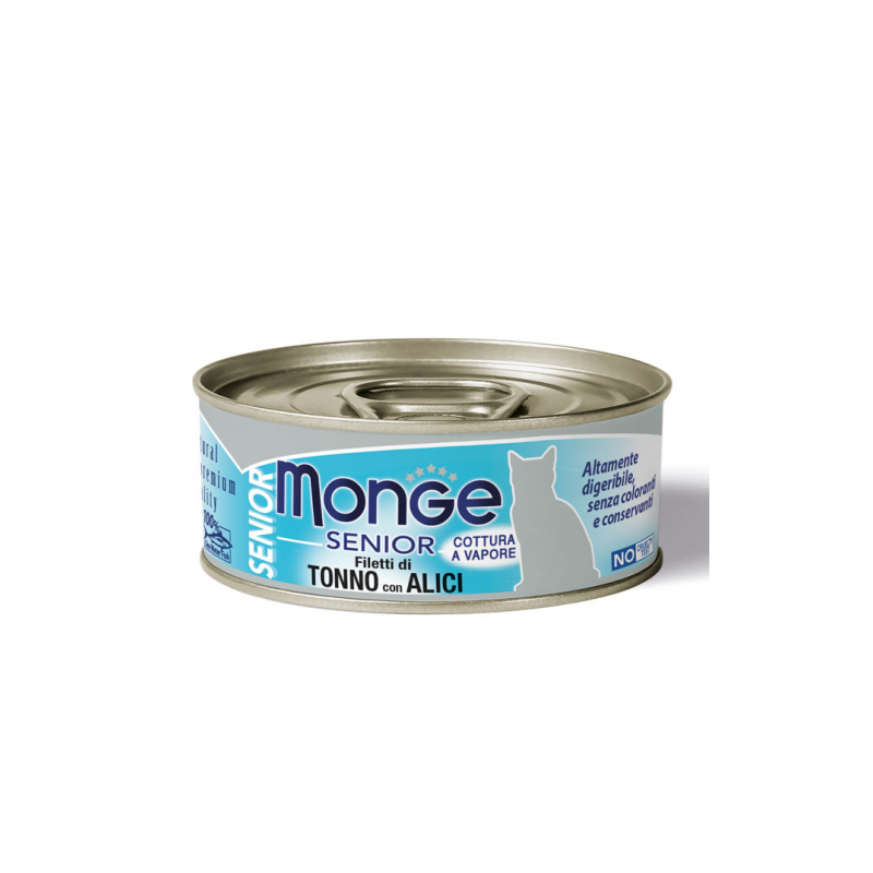 MONGE CAT JELLY SENIOR TONNO E ACCIUGHE LATTINA 80 GR