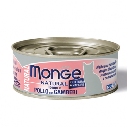 MONGE CAT NATURAL POLLO E GAMBERETTI LATTINA 80 GR