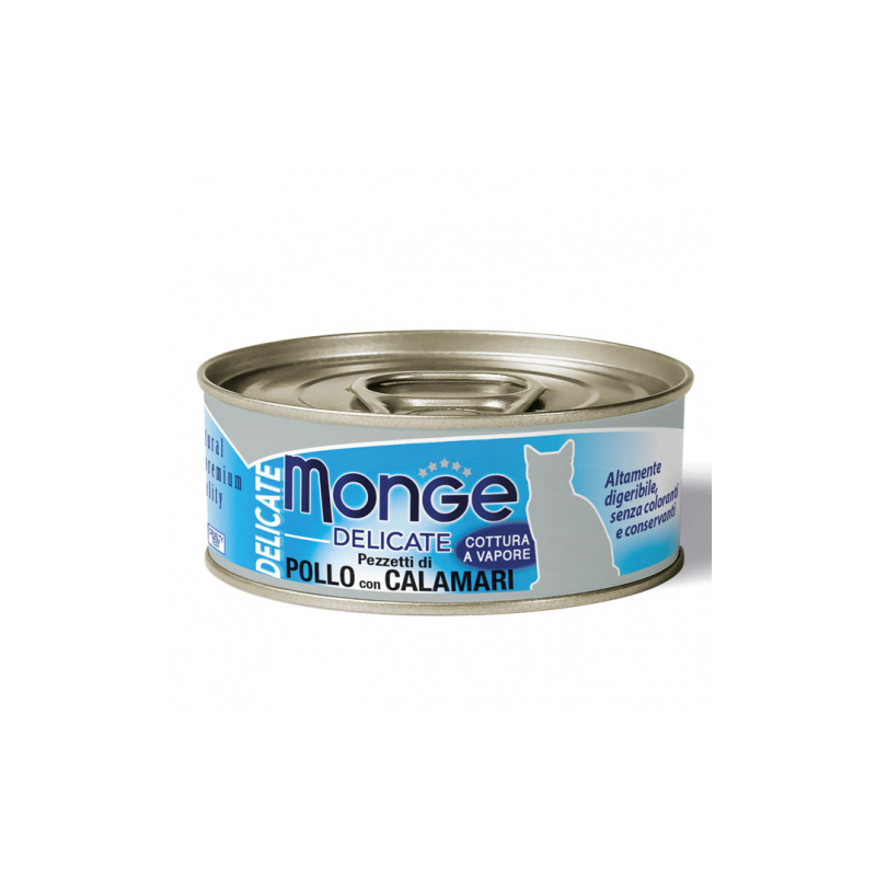 MONGE CAT DELICATE POLLO E CALAMARI LATTINA 80 GR