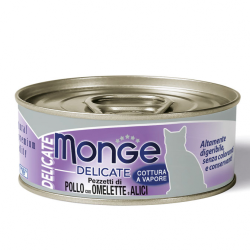 MONGE CAT DELICATE POLLO OMELETTE E BIANCHETTI LATTINA 80 GR