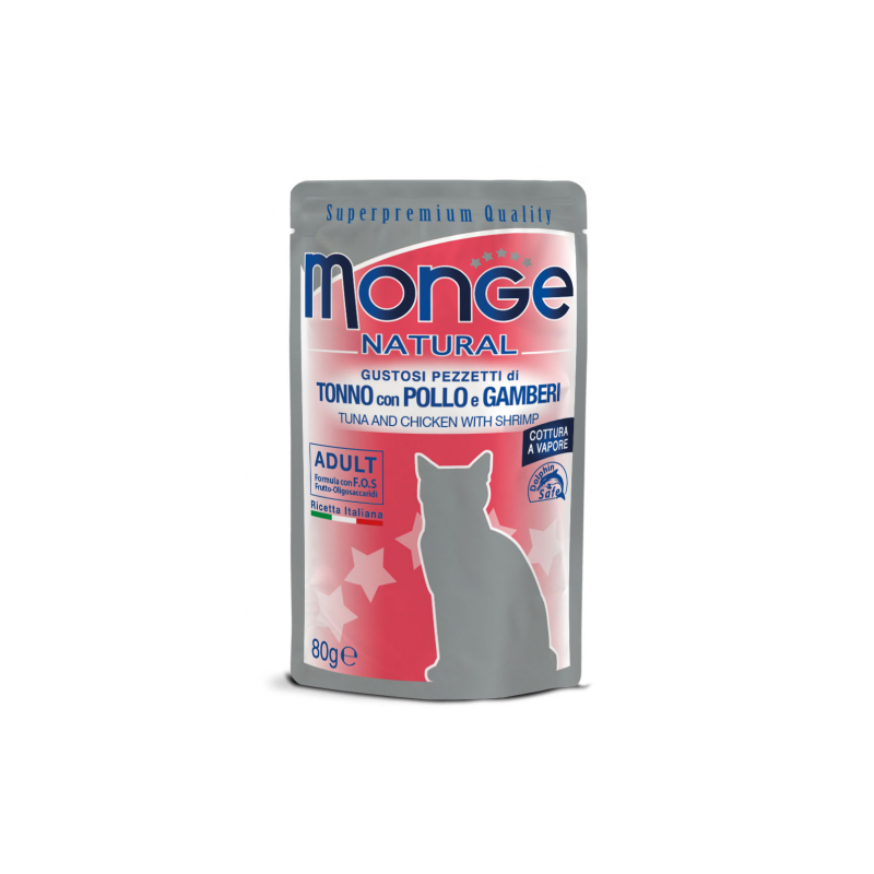 MONGE CAT TONNO POLLO E GAMBERETTI BUSTINA 80 GR