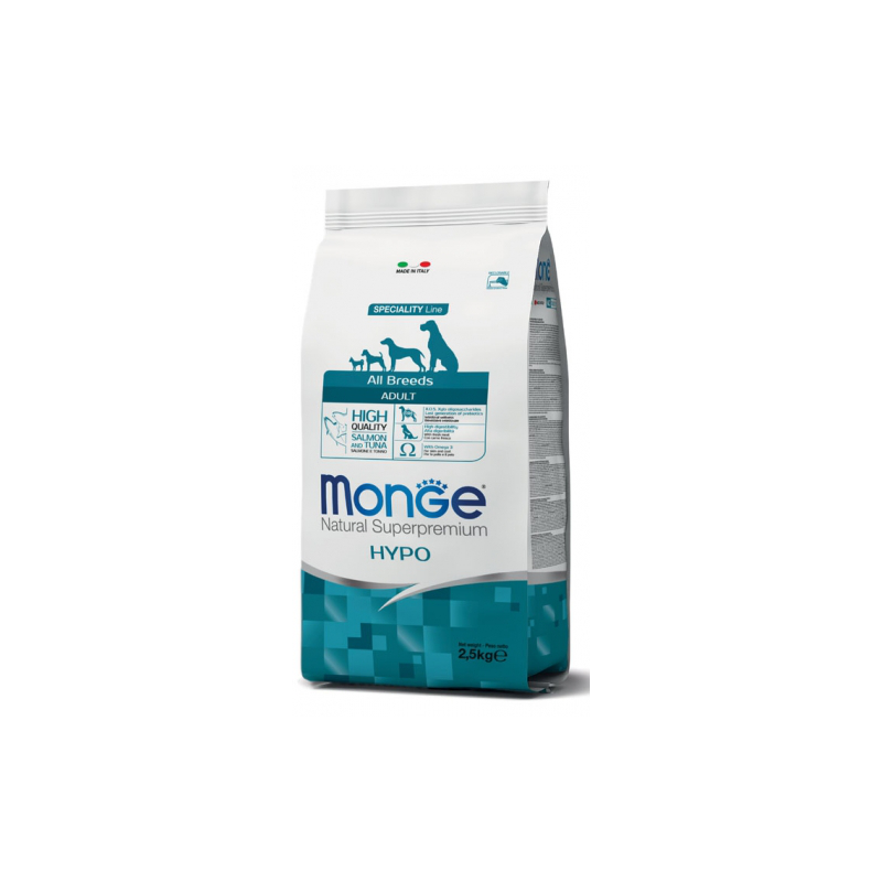 MONGE DOG ADULT ALL BREEDS HYPO SALMONE E TONNO 2,5 KG