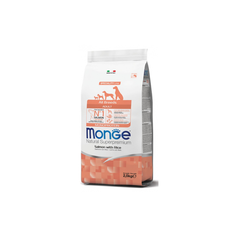 MONGE DOG ADULT ALL BREEDS SALMONE E RISO 2,5 KG