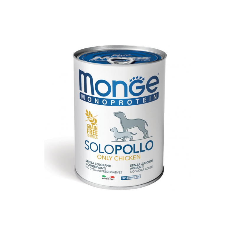 MONGE DOG SOLO POLLO LATTINA 400 GR