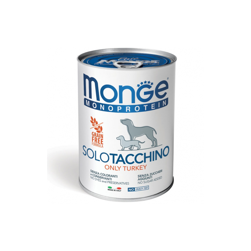 MONGE DOG SOLO TACCHINO LATTINA 400 GR