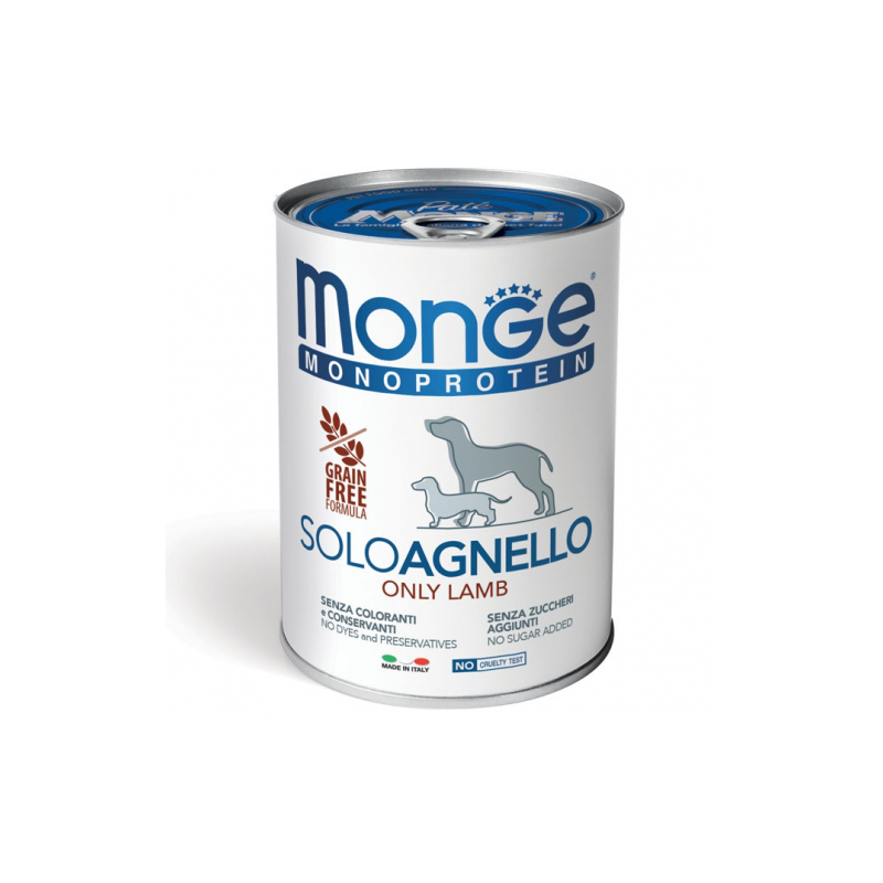 MONGE DOG SOLO AGNELLO LATTINA 400 GR