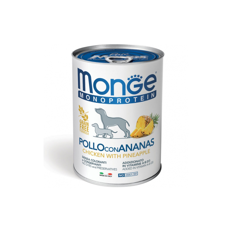 MONGE DOG FRUIT POLLO E ANANAS LATTINA 400 GR