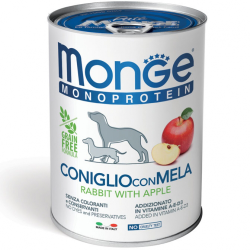 MONGE DOG FRUIT CONIGLIO E MELA LATTINA 400 GR