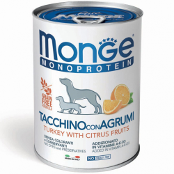 MONGE DOG FRUIT TACCHINO E AGRUMI LATTINA 400 GR