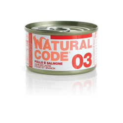 NATURAL CODE GATTO SALMONE E POLLO LATTINA 85 GR