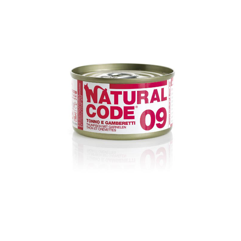 NATURAL CODE GATTO TONNO E GAMBERETTI LATTINA 85 GR