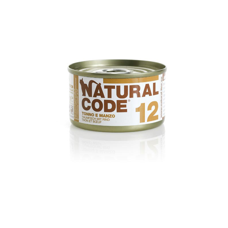 NATURAL CODE GATTO TONNO E MANZO LATTINA 85 GR