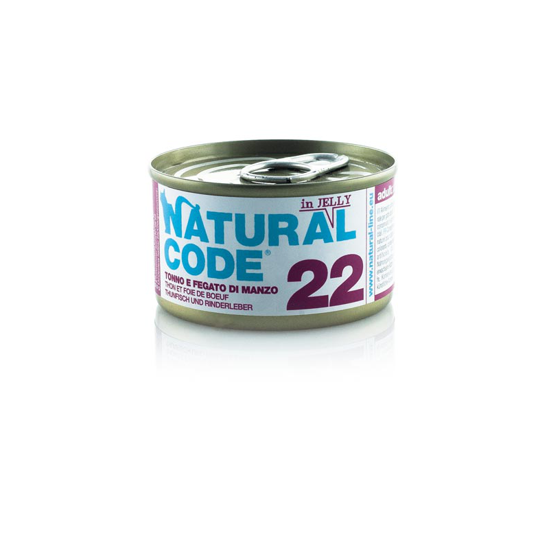 NATURAL CODE GATTO TONNO FEGATO E MANZO JELLY LATTINA 85 GR