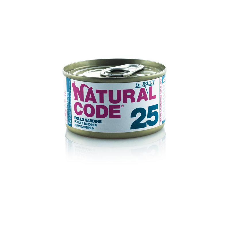 NATURAL CODE GATTO POLLO E SARDINE JELLY LATTINA 85 GR