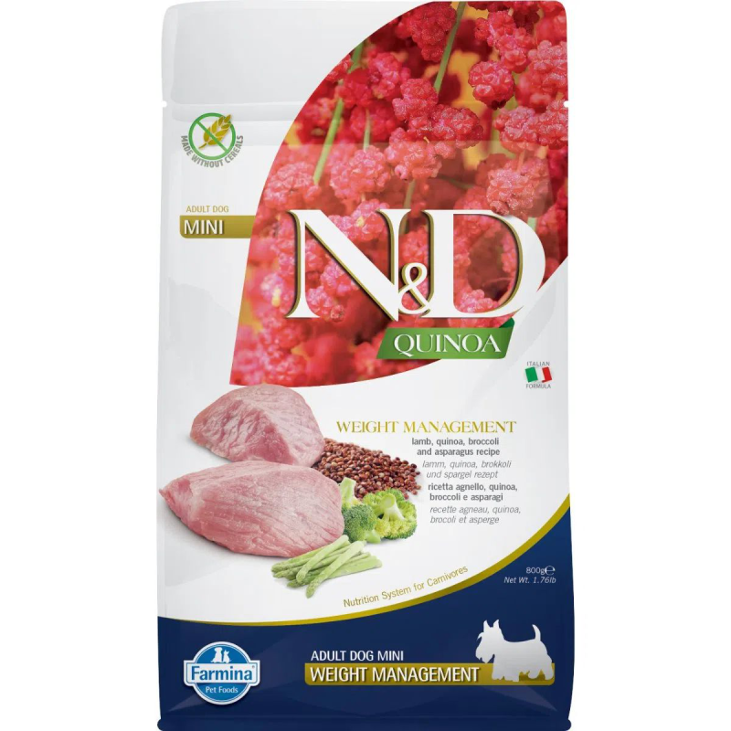 ND DOG QUINOA WEIGHT MANAGEMENT AGNELLO E BROCCOLI MINI 800 GR