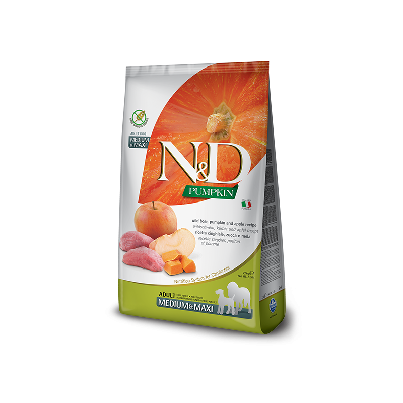 ND DOG ZUCCA CINGHIALE E MELA ADULT MEDIO MAXI 2,5 KG