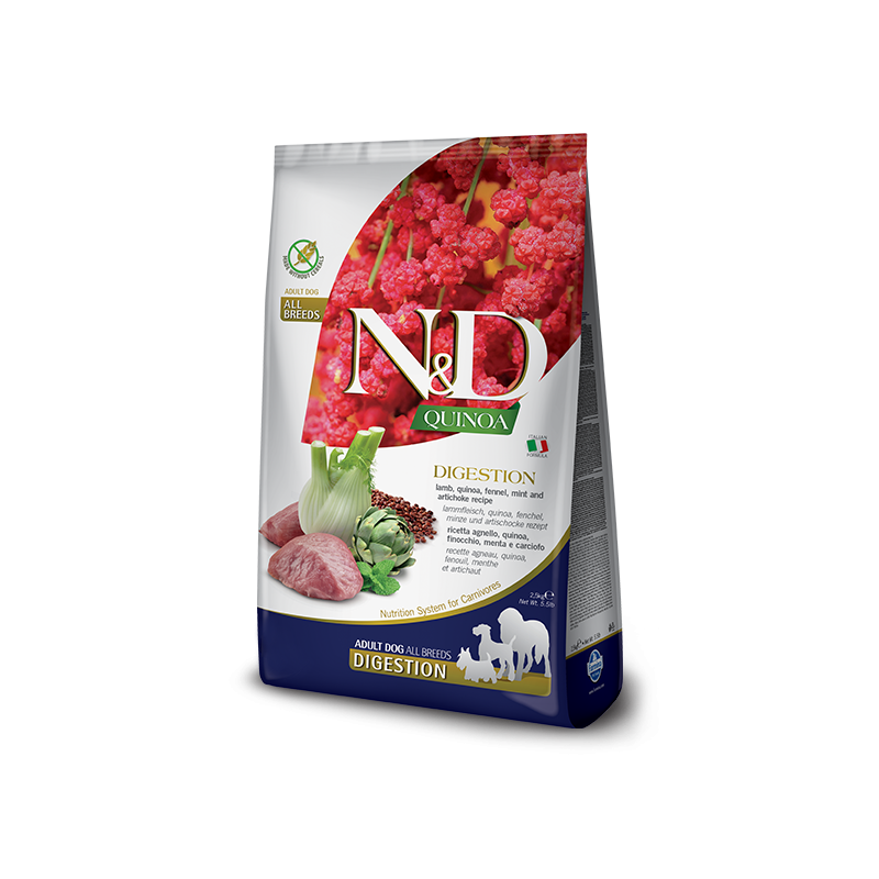 ND DOG QUINOA DIGESTION AGNELLO E FINOCCHIO ADULT MEDIO MAXI 2,5 KG