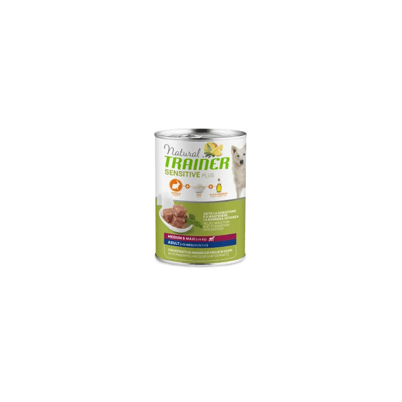 TRAINER NATURAL DOG SENSITIVE ADULT MEDIUM MAXI CONIGLIO LATTINA 400 GR