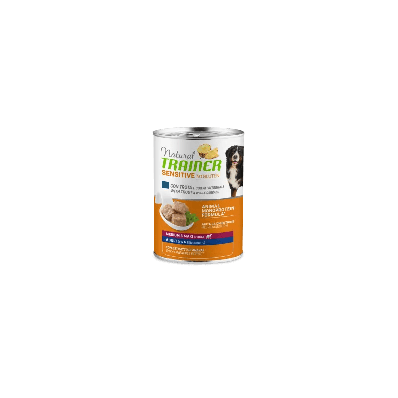 TRAINER NATURAL DOG SENSITIVE ADULT MEDIUM MAXI TROTA E CEREALI LATTINA 400 GR