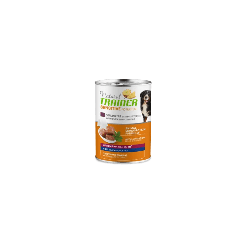 TRAINER NATURAL DOG SENSITIVE ADULT MEDIUM MAXI ANATRA E CEREALI LATTINA 400 GR