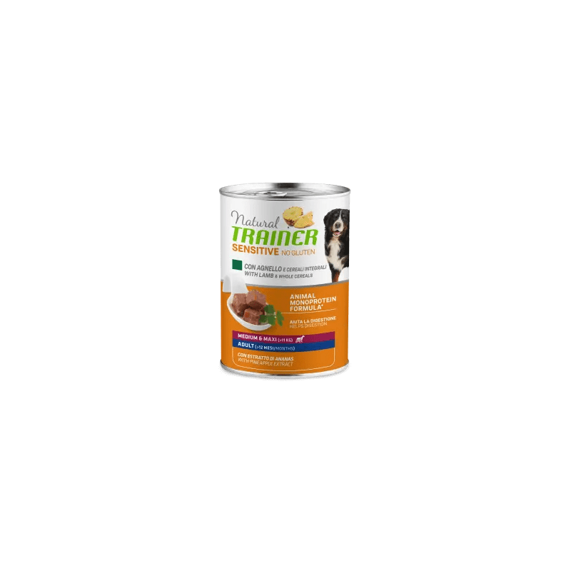 TRAINER NATURAL DOG SENSITIVE ADULT MEDIUM MAXI AGNELLO E CEREALI LATTINA 400 GR