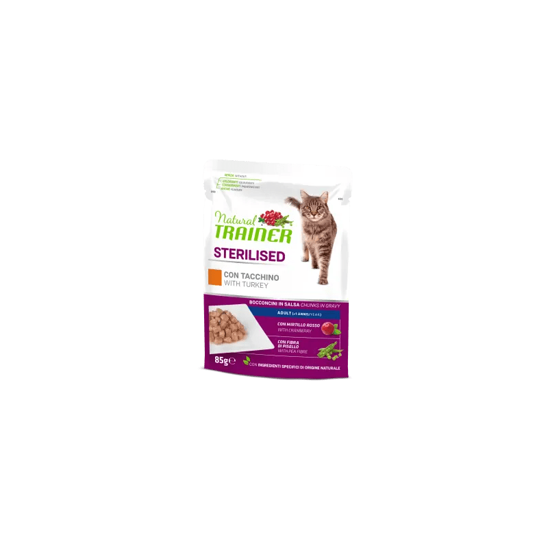 TRAINER NATURAL CAT MULTIPACK STERILIZED TACCHINO 4 BUSTINE 85 GR