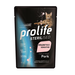 PROLIFE CAT GRAIN FREE STERILIZED MAIALE BUSTINA 85 GR