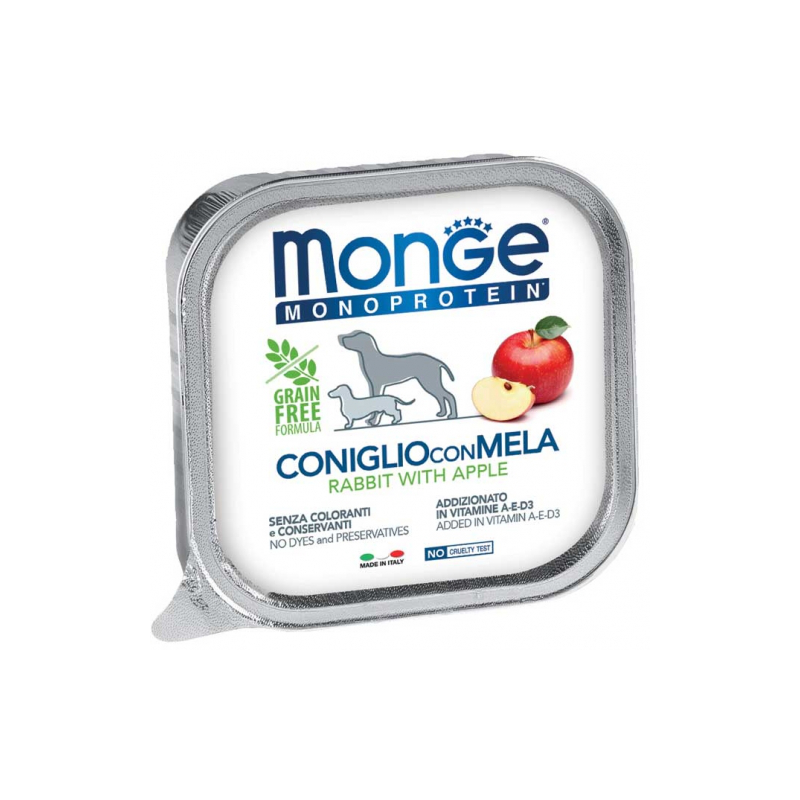 MONGE DOG FRUIT CONIGLIO E MELA VASCHETTA 150 GR