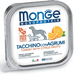 MONGE DOG FRUIT TACCHINO E AGRUMI VASCHETTA 150 GR