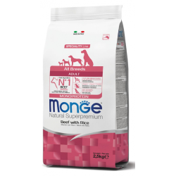 MONGE DOG ADULT ALL BREEDS MANZO E RISO 2,5 KG