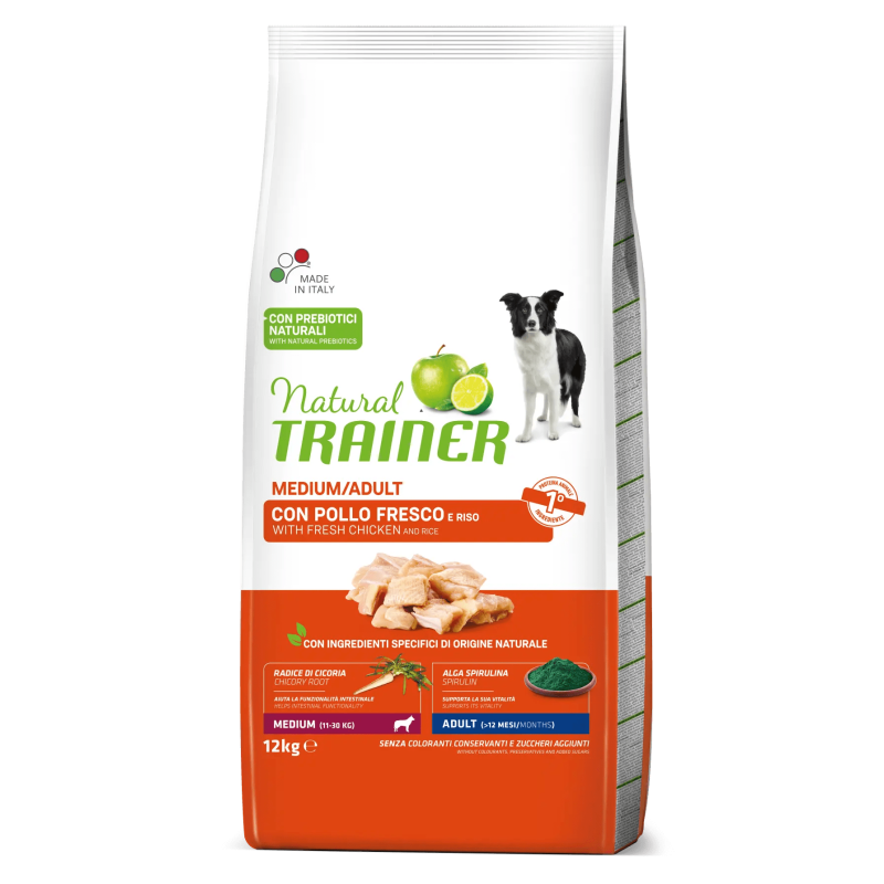 TRAINER NATURAL DOG ADULT MEDIUM POLLO E RISO 12 KG