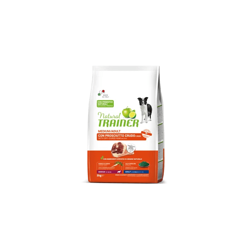 TRAINER NATURAL DOG ADULT MEDIUM PROSCIUTTO E RISO 3 KG