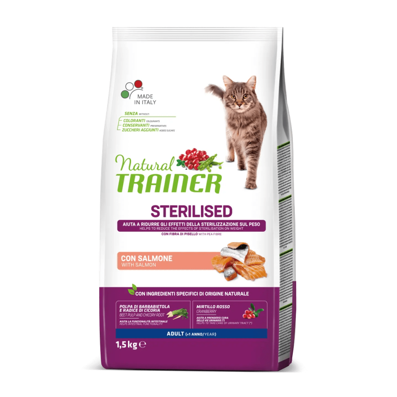 TRAINER NATURAL CAT STERILIZED SALMONE 1,5 KG