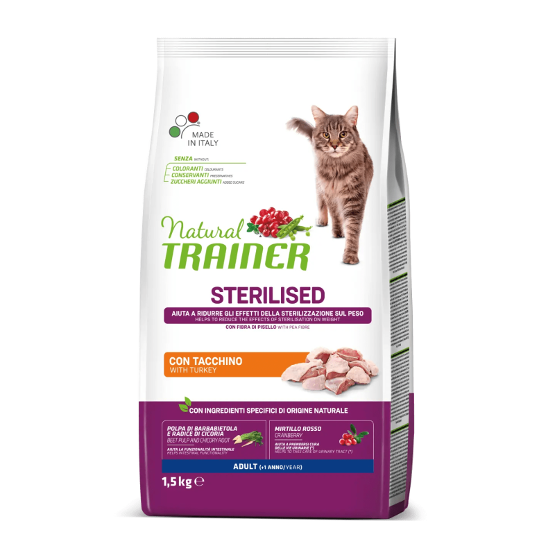 TRAINER NATURAL CAT STERILIZED TACCHINO 1,5 KG