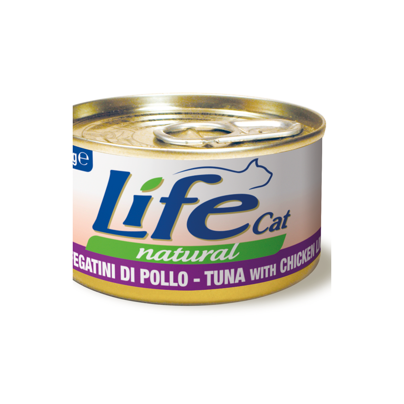 LIFE CAT TONNO E FEGATINI DI POLLO LATTINA 85 GR