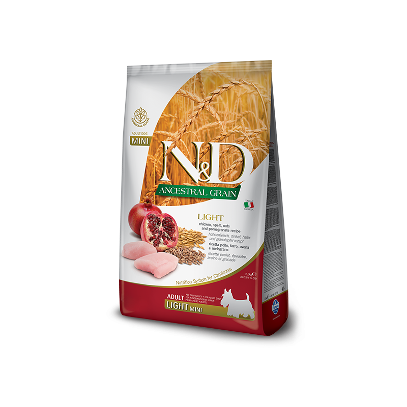 ND DOG LOW LIGHT POLLO E MELOGRANO ADULT MINI 2,5 KG