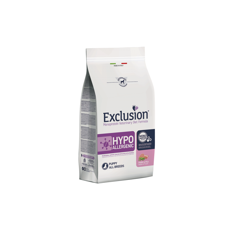 EXCLUSION DOG HYPO PUPPY MAIALE E PISELLI 2 KG