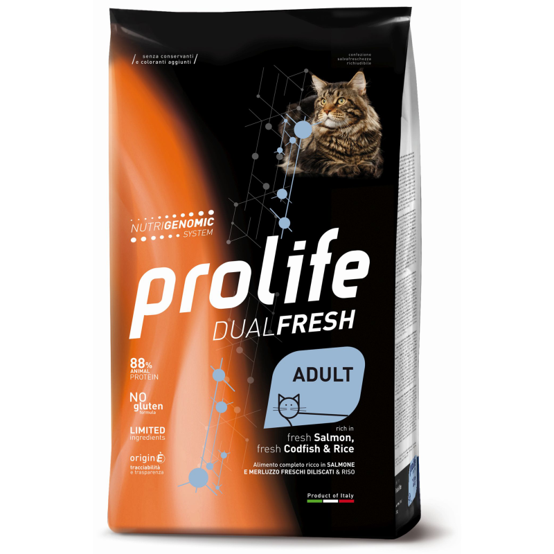 PROLIFE CAT ADULT DUAL SALMONE E MERLUZZO 1,5 KG