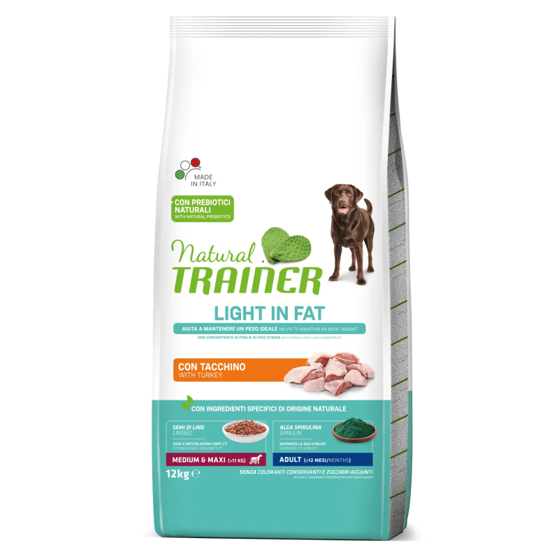 TRAINER NATURAL DOG LIGHT MEDIUM MAXI TACCHINO 12 KG