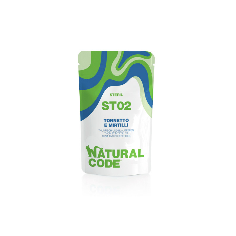 NATURAL CODE GATTO STERILIZED TONNETTO E MIRTILLI BUSTINA 70 GR