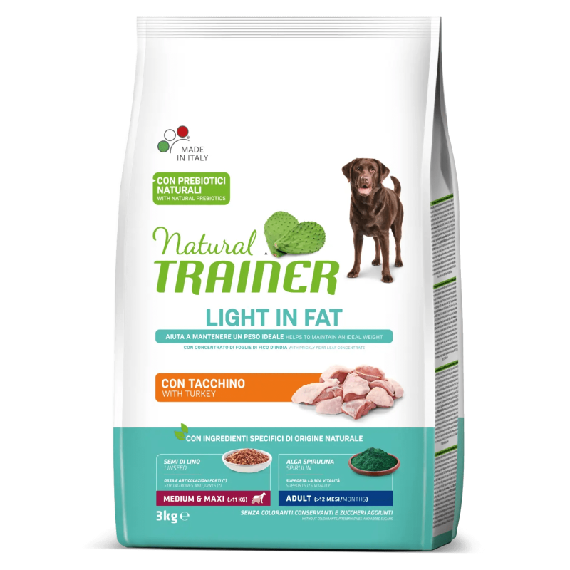 TRAINER NATURAL DOG LIGHT MEDIUM MAXI TACCHINO 3 KG