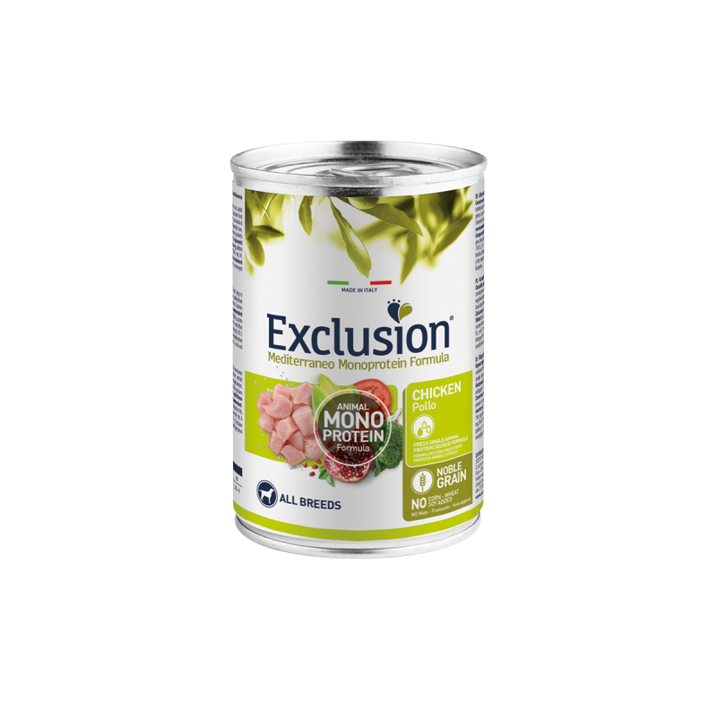 EXCLUSION DOG MEDITERRANEO ADULT POLLO LATTINA 400 GR